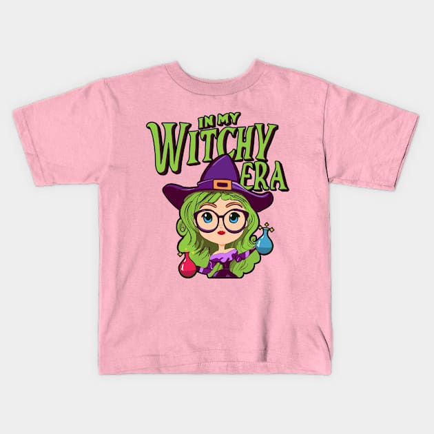 In My Witchy Era Tee Halloween Cute witch holding potions Kids T-Shirt by KromADesign